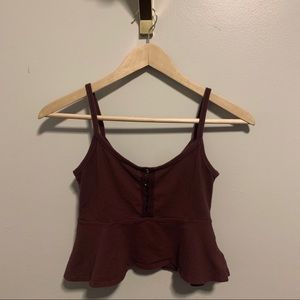 Maroon Cropped Tank Top from Urban Outfitters